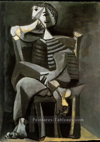 Homme assis au tricot raye 1939 cubisme Pablo Picasso Peintures à l'huile